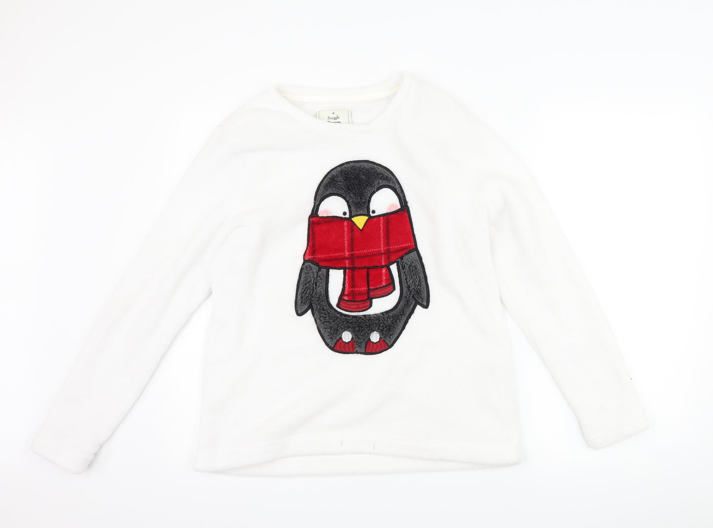 Matalan Womens White  Fleece Top Pyjama Top Size M  - Penguin