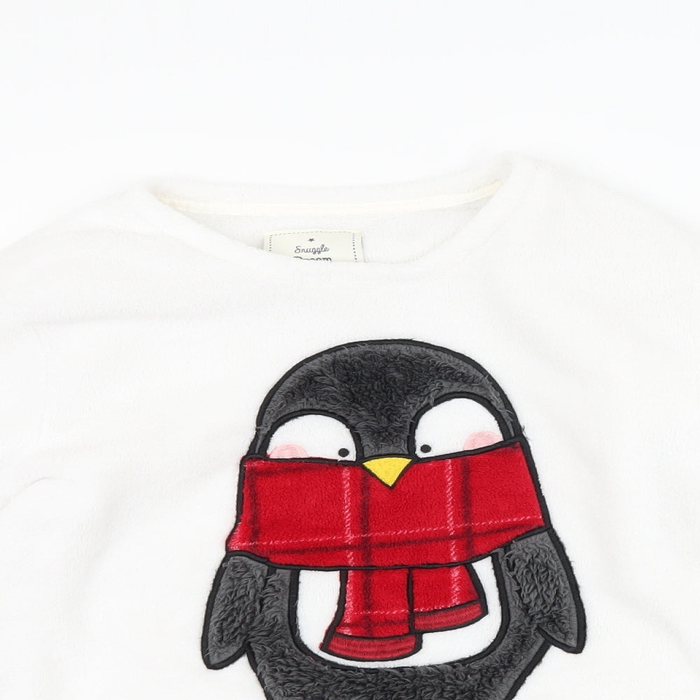 Matalan Womens White  Fleece Top Pyjama Top Size M  - Penguin