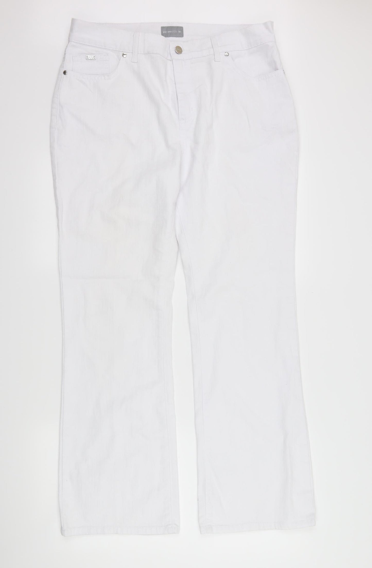 Per Una Womens White  Denim Straight Jeans Size 16 L30 in