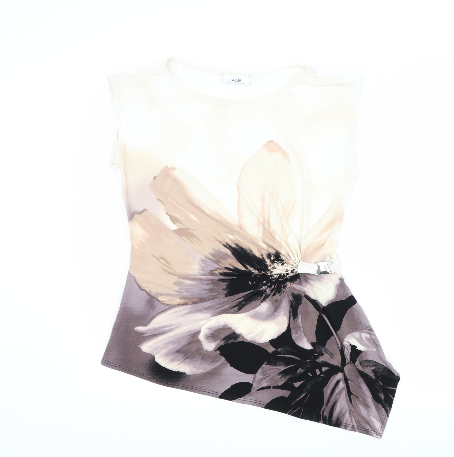 Wallis Womens White Floral  Basic T-Shirt Size 12