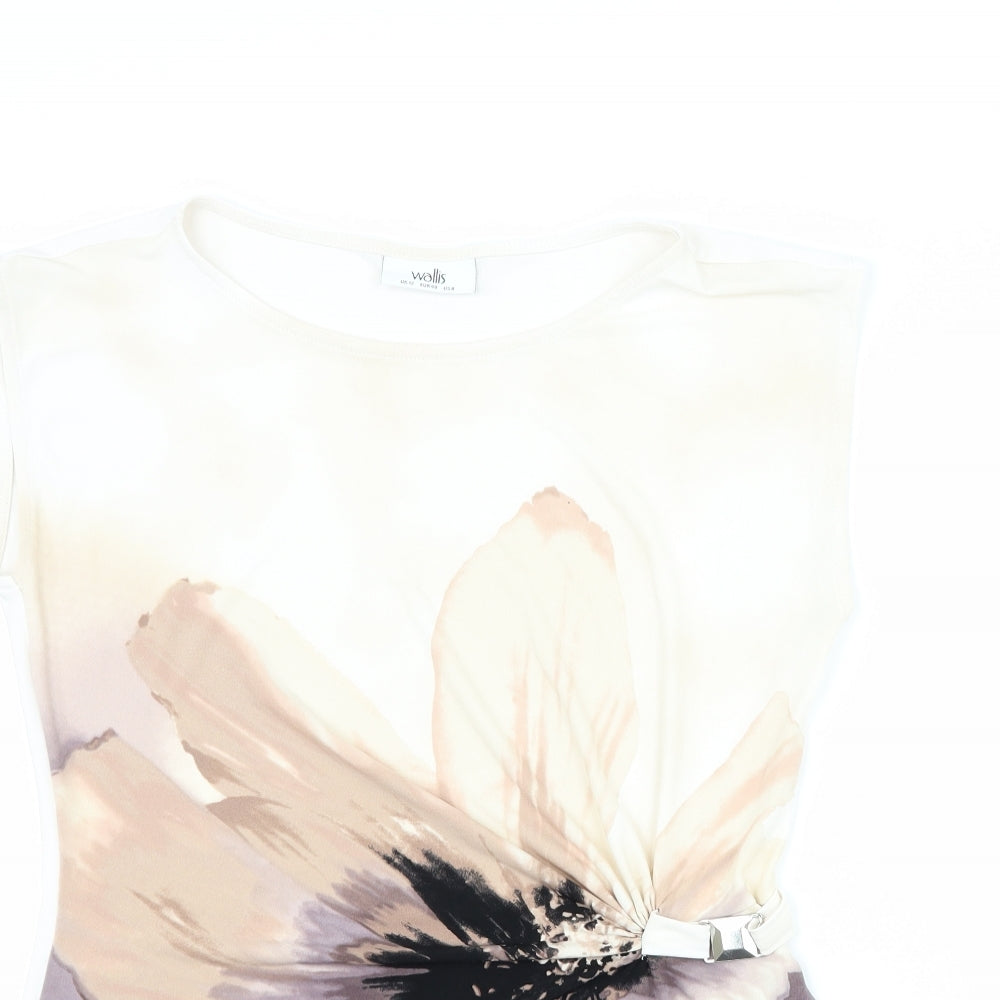 Wallis Womens White Floral  Basic T-Shirt Size 12