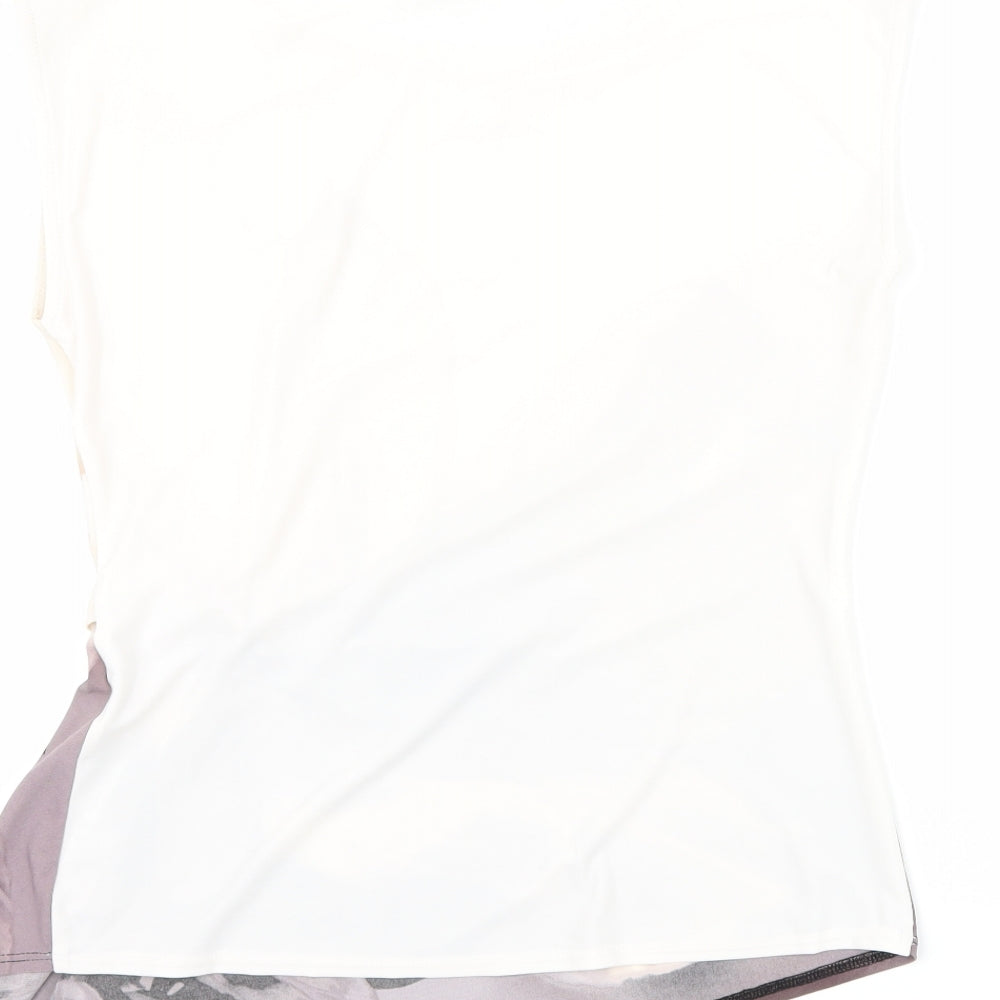 Wallis Womens White Floral  Basic T-Shirt Size 12