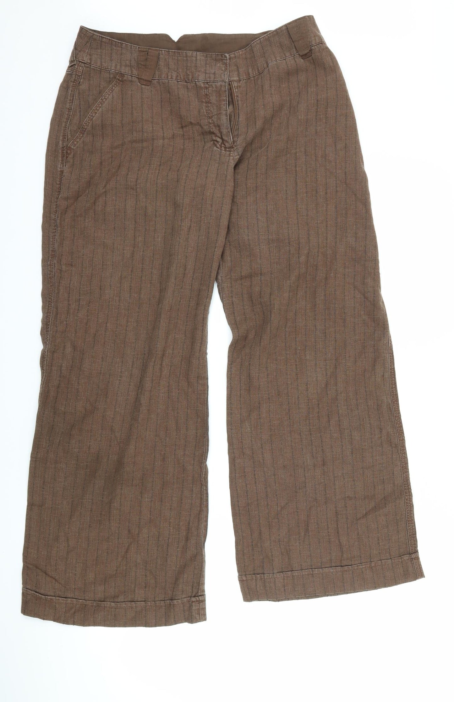 NEXT Womens Brown Striped  Trousers  Size 10 L28 in