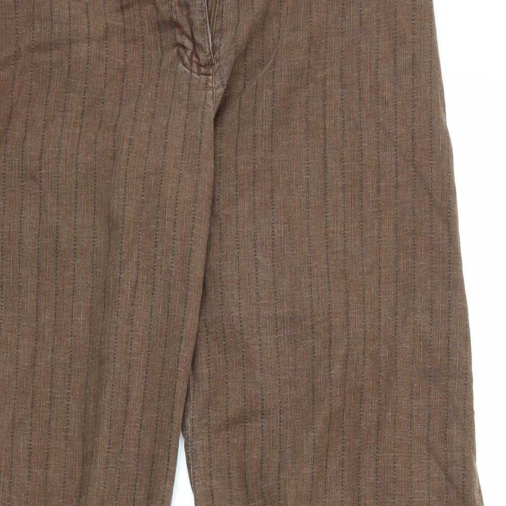 NEXT Womens Brown Striped  Trousers  Size 10 L28 in