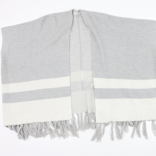 Red Herring Womens Grey Striped  Jacket Poncho Size S