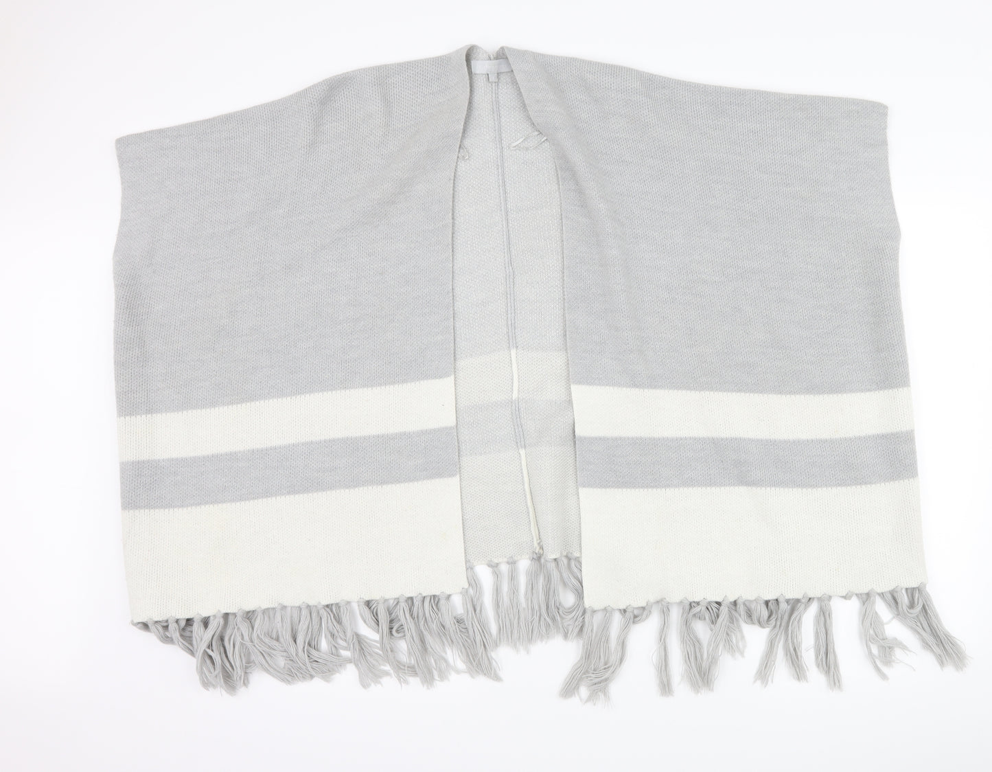 Red Herring Womens Grey Striped  Jacket Poncho Size S