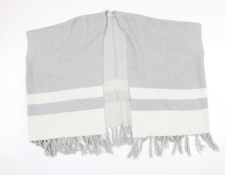 Red Herring Womens Grey Striped Jacket Poncho Size S