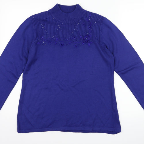 bm Collection Womens Purple Floral  Pullover Jumper Size S