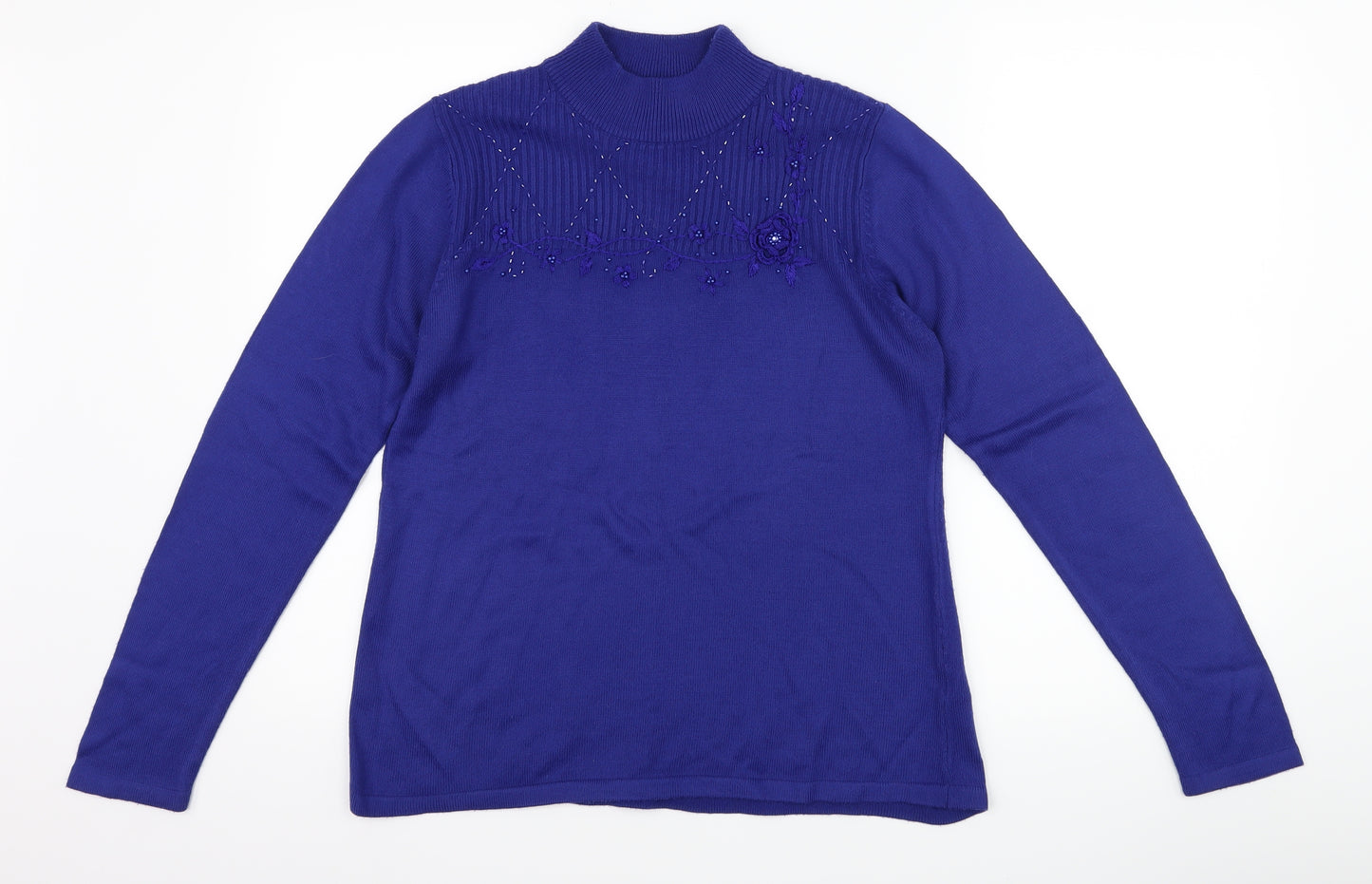bm Collection Womens Purple Floral  Pullover Jumper Size S