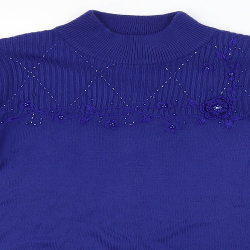 bm Collection Womens Purple Floral  Pullover Jumper Size S