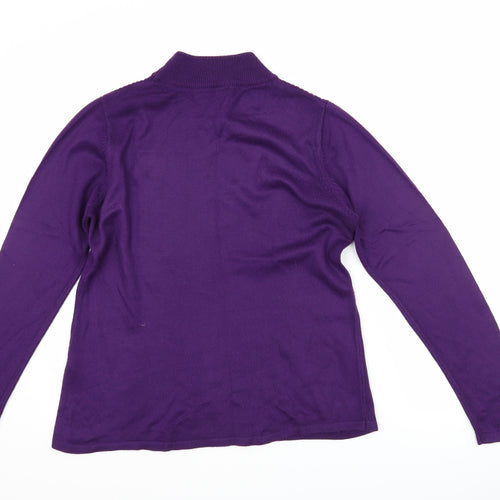 bm Collection Womens Purple Floral  Pullover Jumper Size S