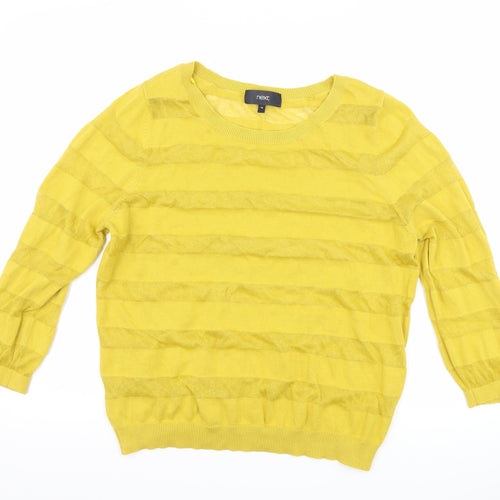 NEXT Womens Yellow Striped  Pullover Jumper Size 14