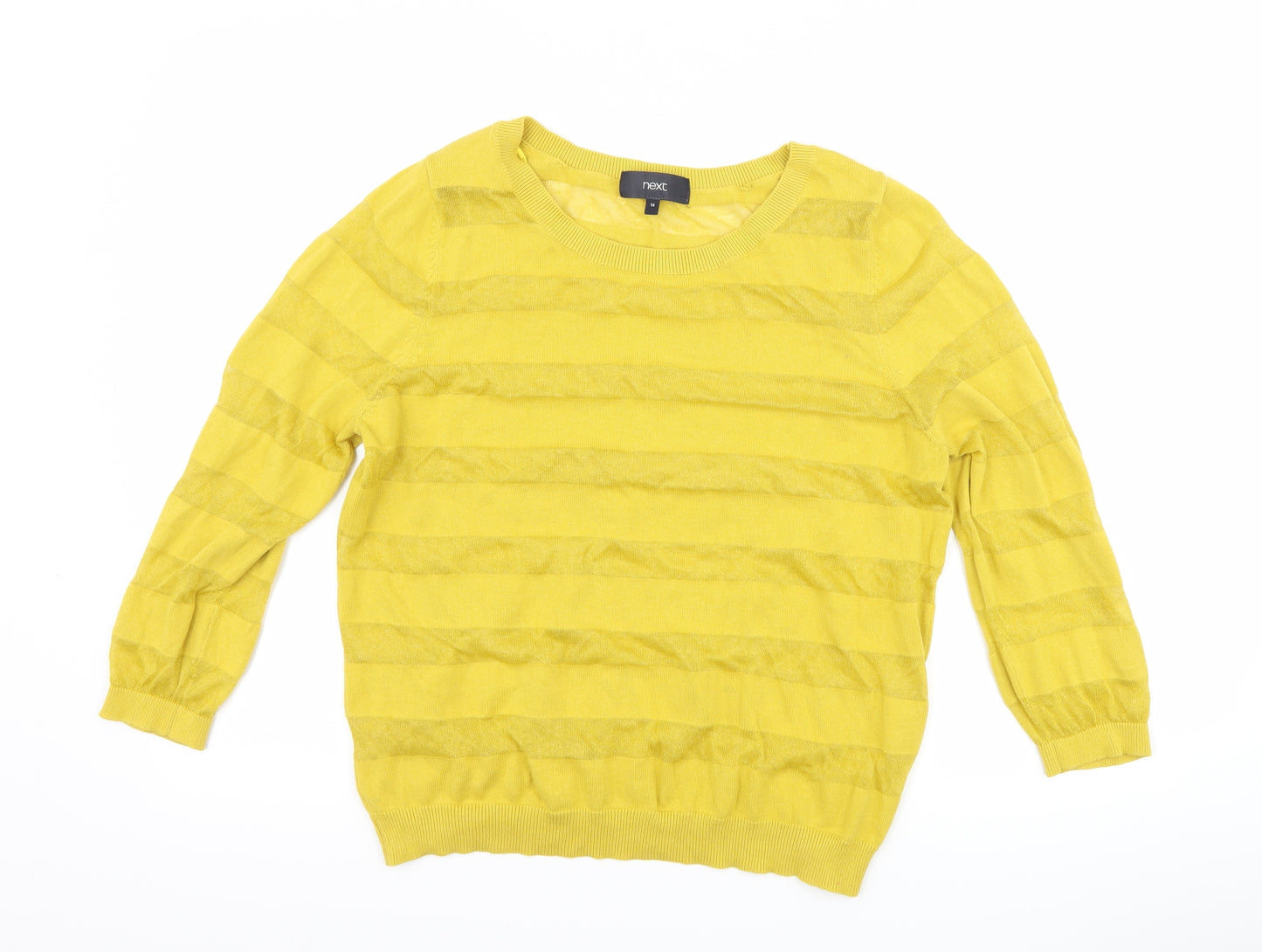 NEXT Womens Yellow Striped  Pullover Jumper Size 14