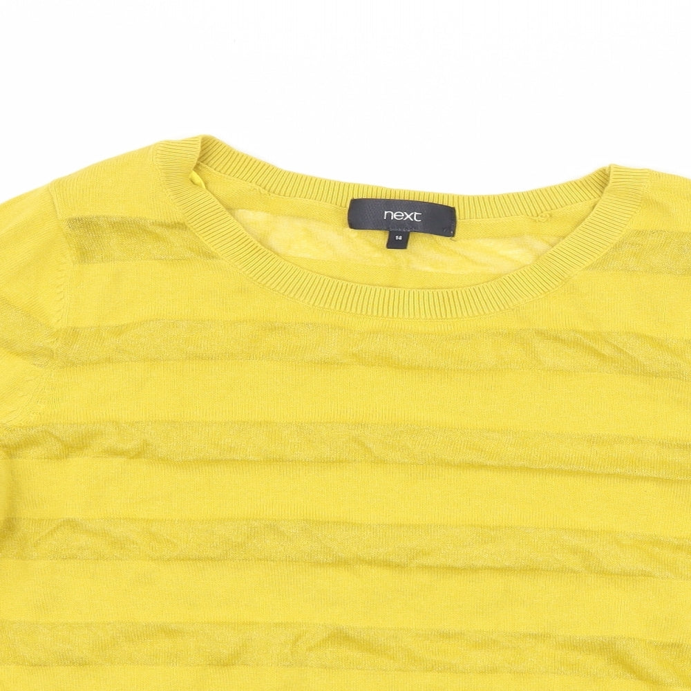 NEXT Womens Yellow Striped  Pullover Jumper Size 14