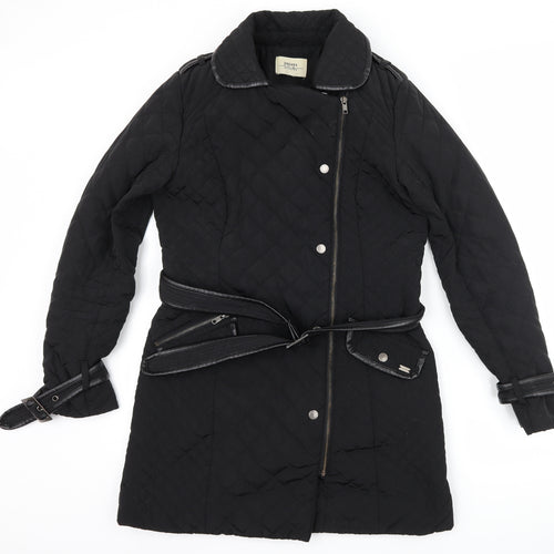 Papaya Womens Black   Quilted Coat Size 10  - Belt included