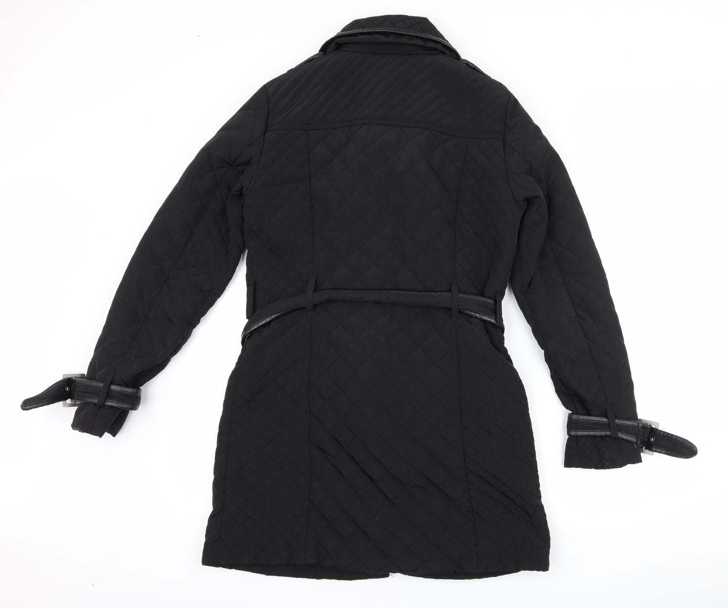 Papaya Womens Black   Quilted Coat Size 10  - Belt included