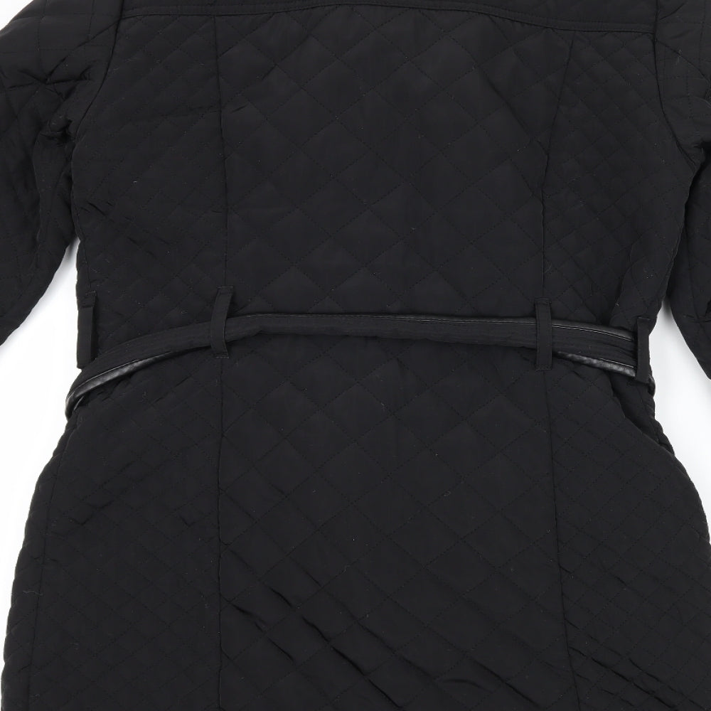 Papaya Womens Black   Quilted Coat Size 10  - Belt included