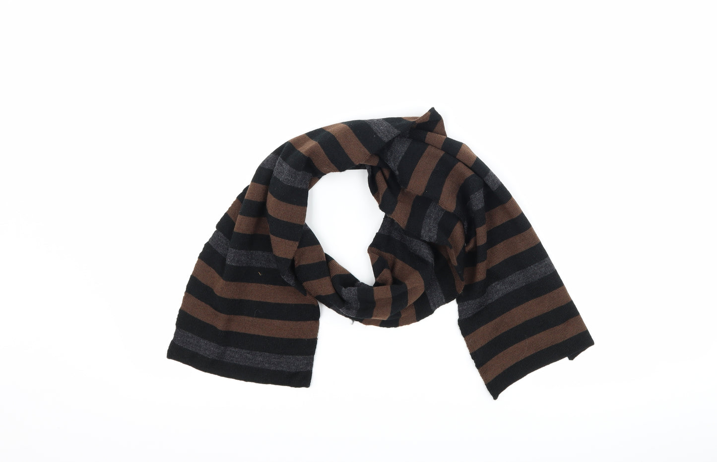 Preworn Mens Brown Striped  Scarf  One Size