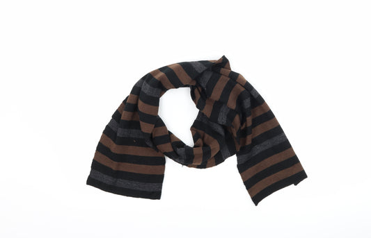 Front view of Preworn men’s brown striped scarf one size