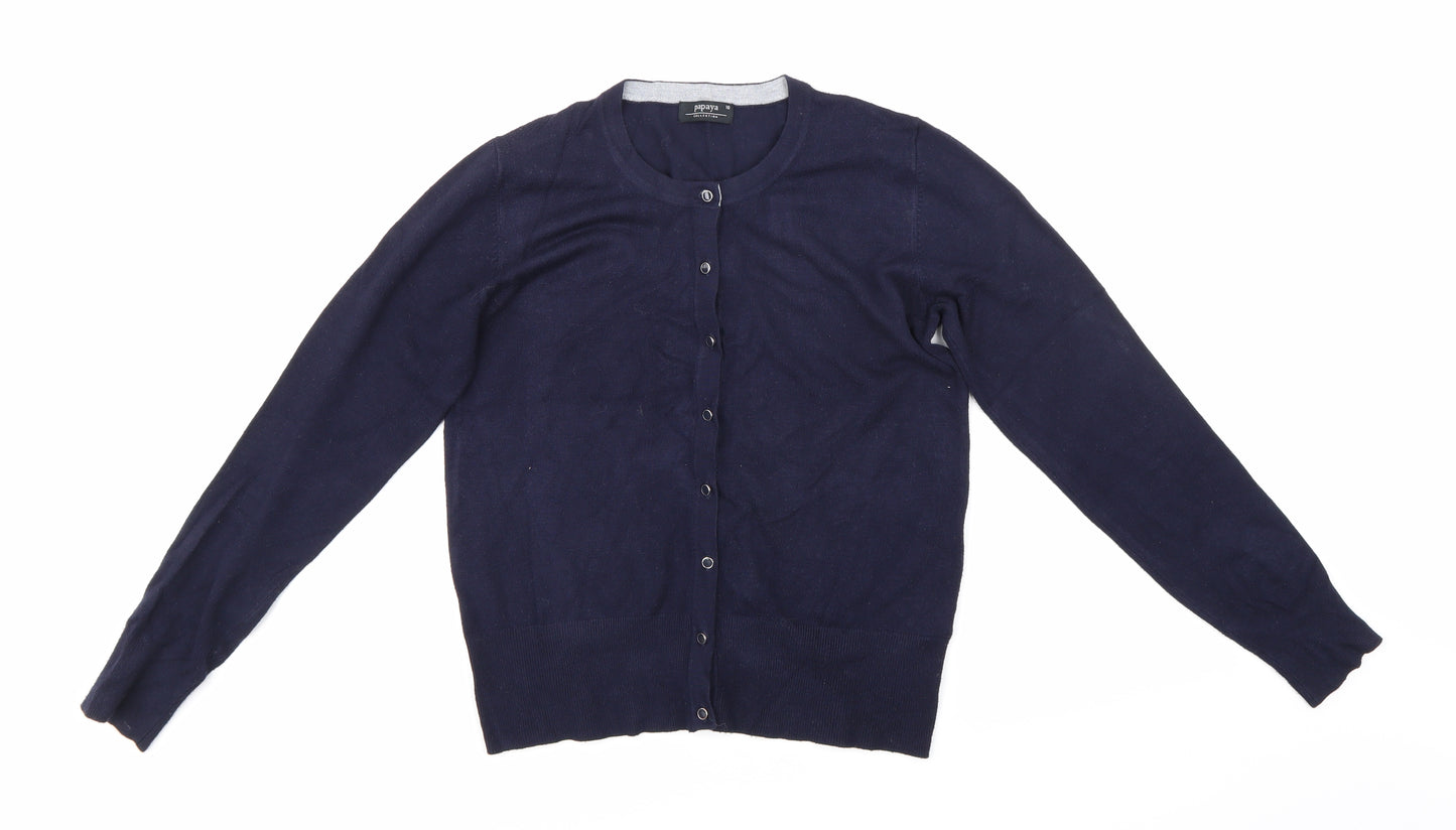 Papaya Womens Blue  Knit Cardigan Jumper Size 10