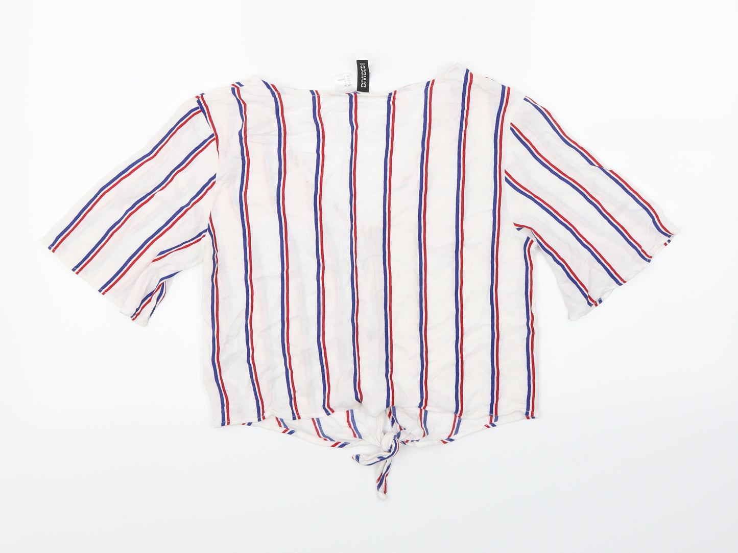 H&M Womens White Striped  Basic Blouse Size 6