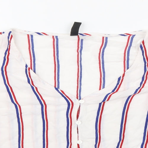 H&M Womens White Striped  Basic Blouse Size 6