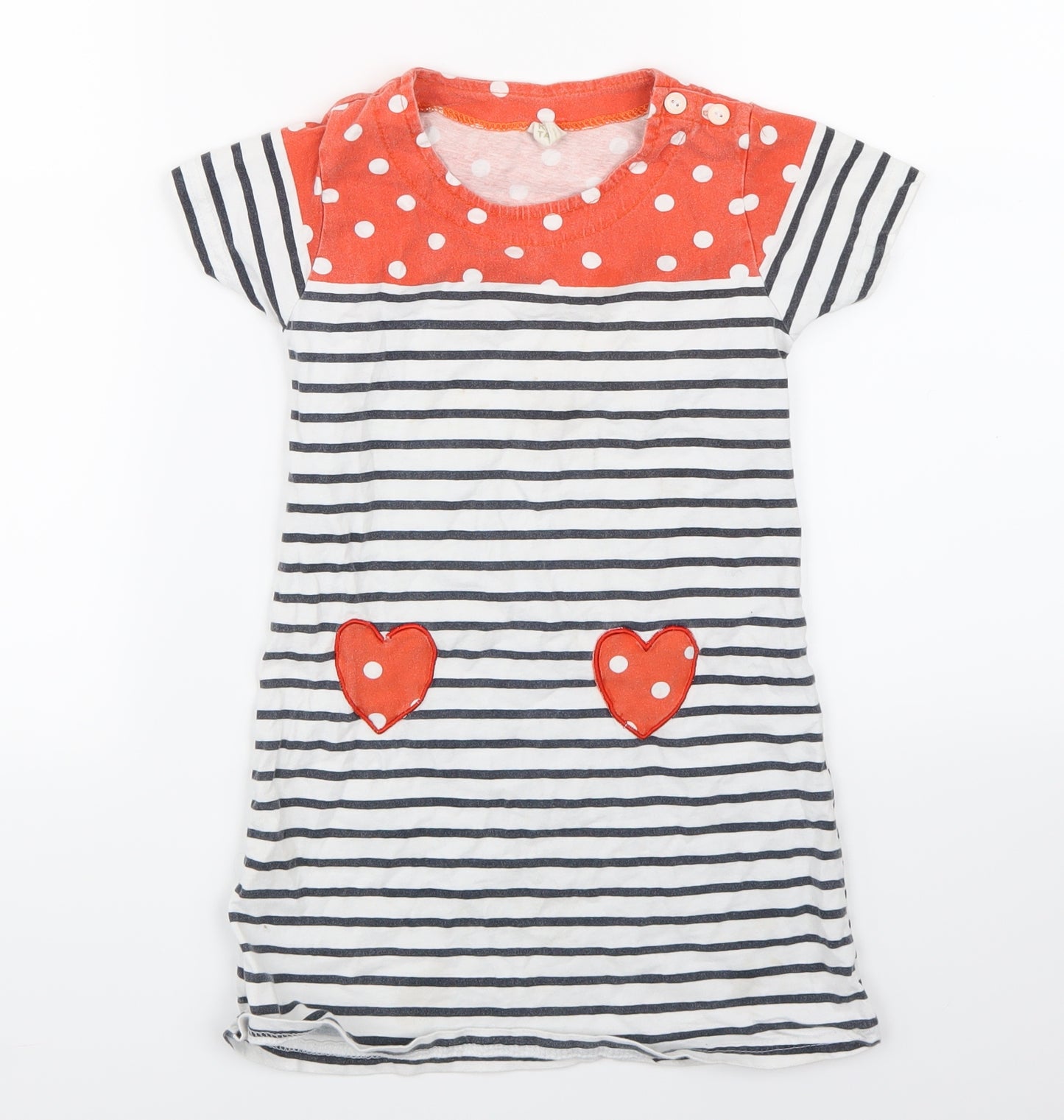 Kids Tales Girls White Striped  A-Line  Size 6 Years
