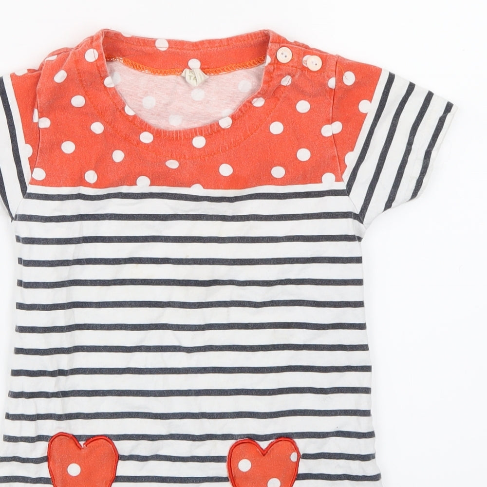 Kids Tales Girls White Striped  A-Line  Size 6 Years