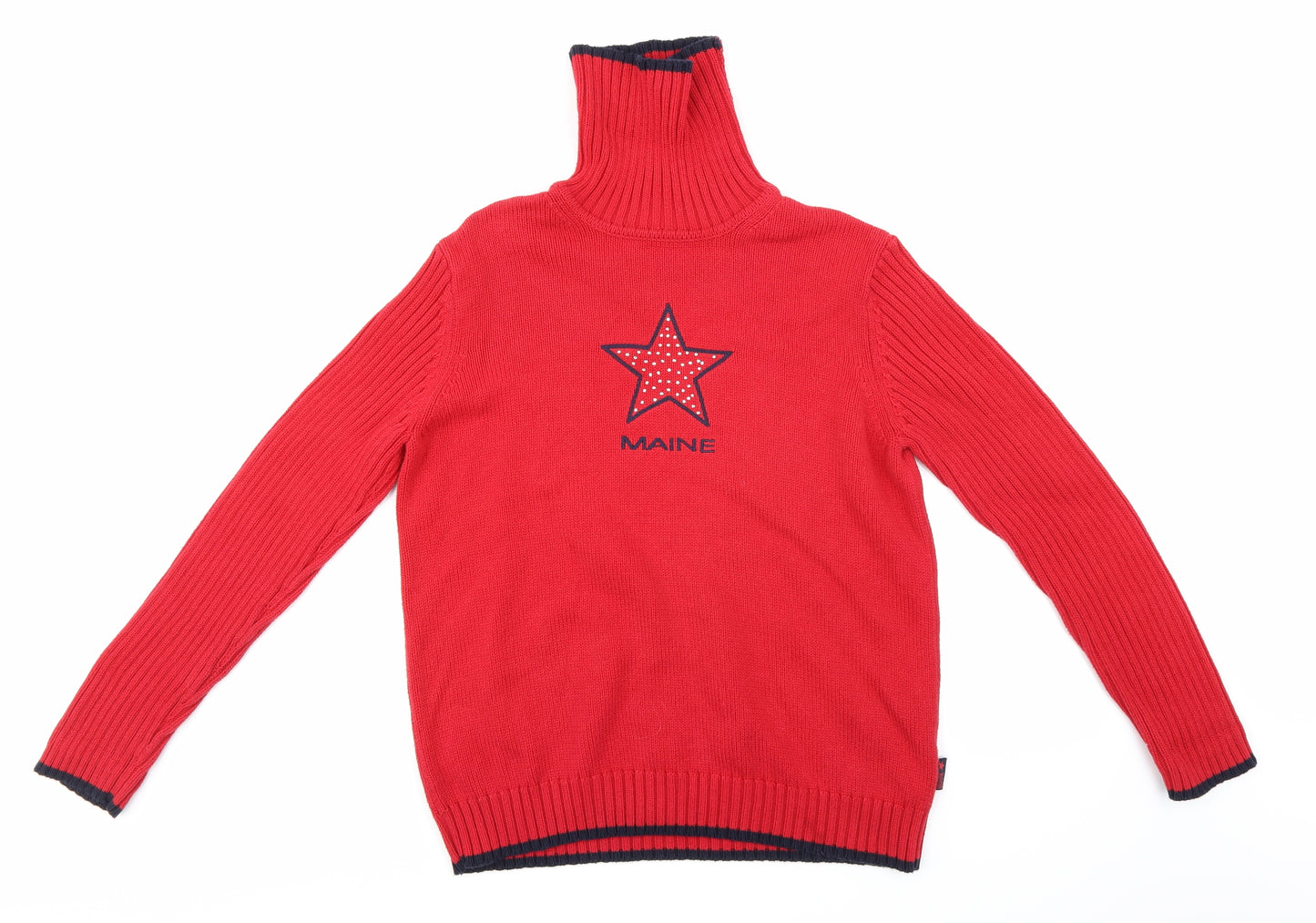 Maine Womens Red  Knit Pullover Jumper Size M