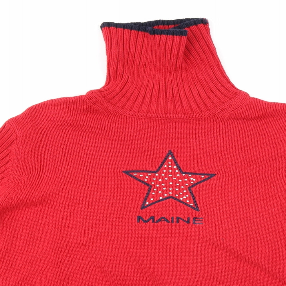 Maine Womens Red  Knit Pullover Jumper Size M