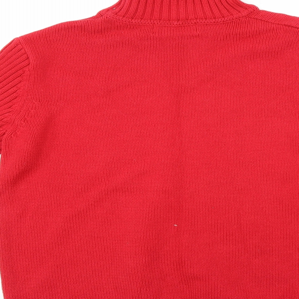 Maine Womens Red  Knit Pullover Jumper Size M