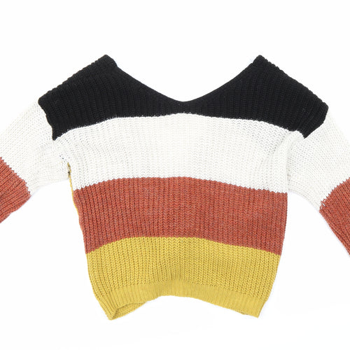 Cameo Rose Womens Multicoloured Striped Knit Pullover Jumper Size S