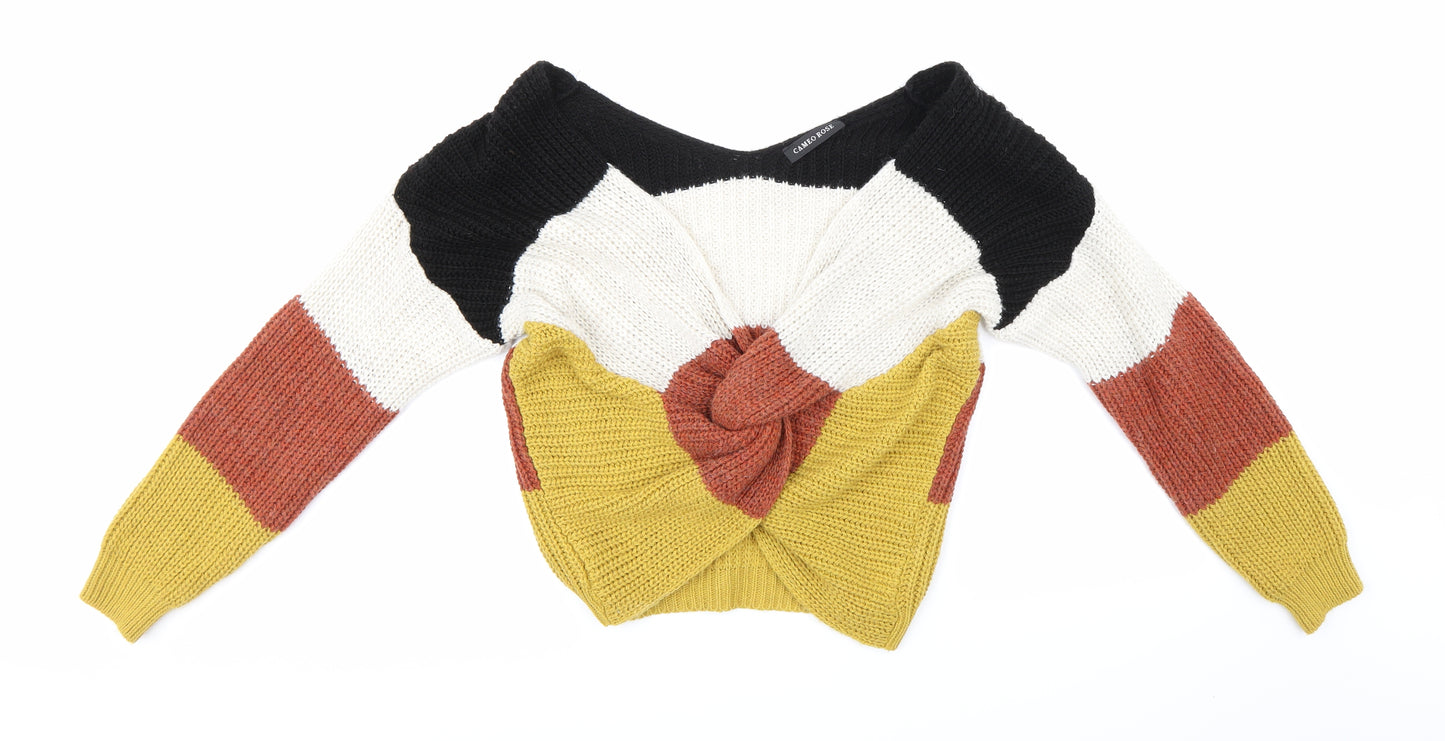 Cameo Rose Womens Multicoloured Striped Knit Pullover Jumper Size S