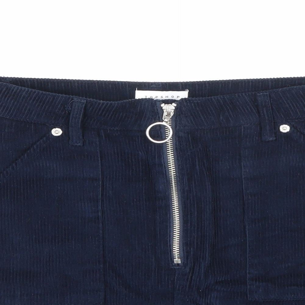 Topshop Womens Blue  Corduroy Mini Skirt Size 8