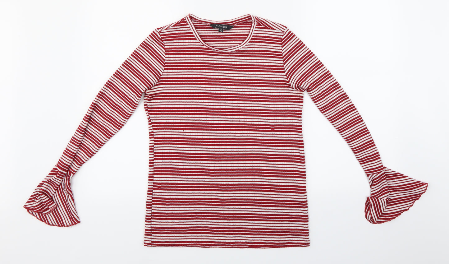 Glassons Womens Red Striped  Basic T-Shirt Size S