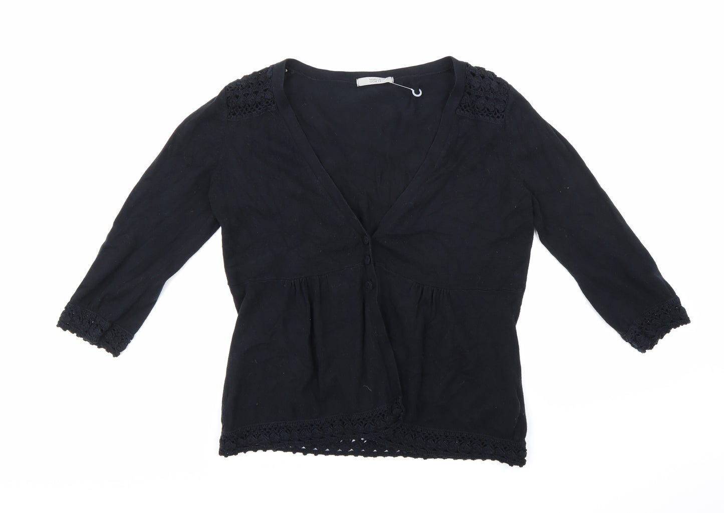 Marks and Spencer Womens Black  Knit Cardigan Jumper Size 16