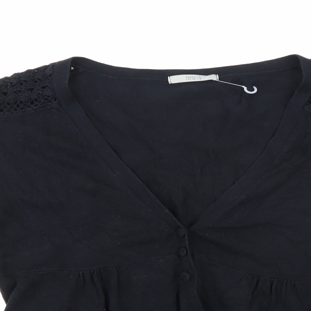 Marks and Spencer Womens Black  Knit Cardigan Jumper Size 16