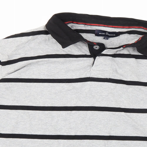 Blue Harbour Mens Green Striped   T-Shirt Size L