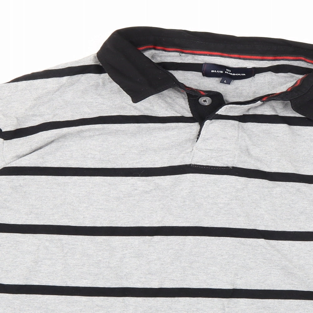 Blue Harbour Mens Green Striped   T-Shirt Size L