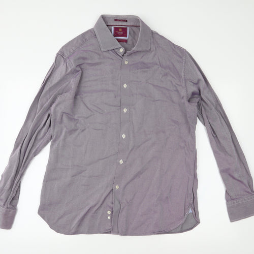 Marks and Spencer Mens Purple Striped   Button-Up Size 18