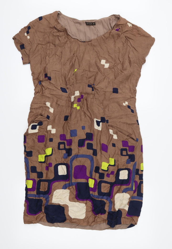 Tatuum Womens Brown Geometric  Shift  Size 12