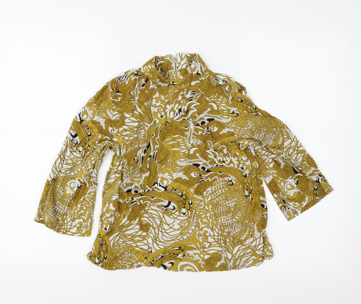H&M Womens Yellow Floral  Basic Blouse Size 6