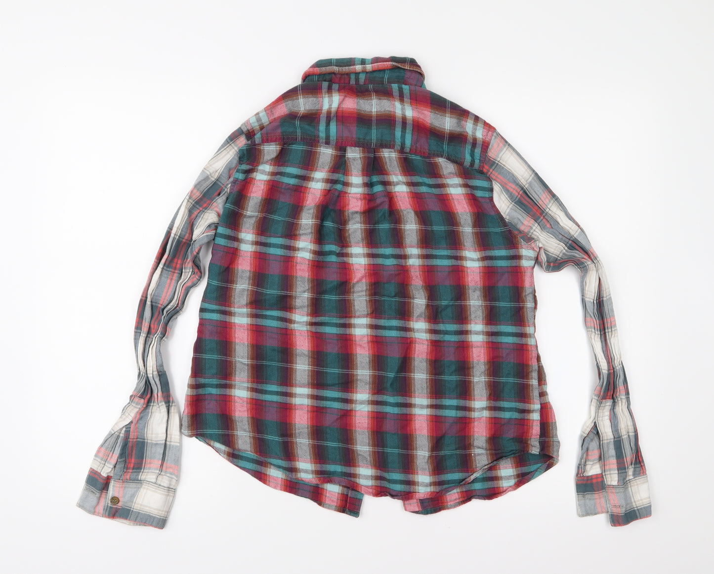 Topshop Womens Green Check  Basic Button-Up Size 12