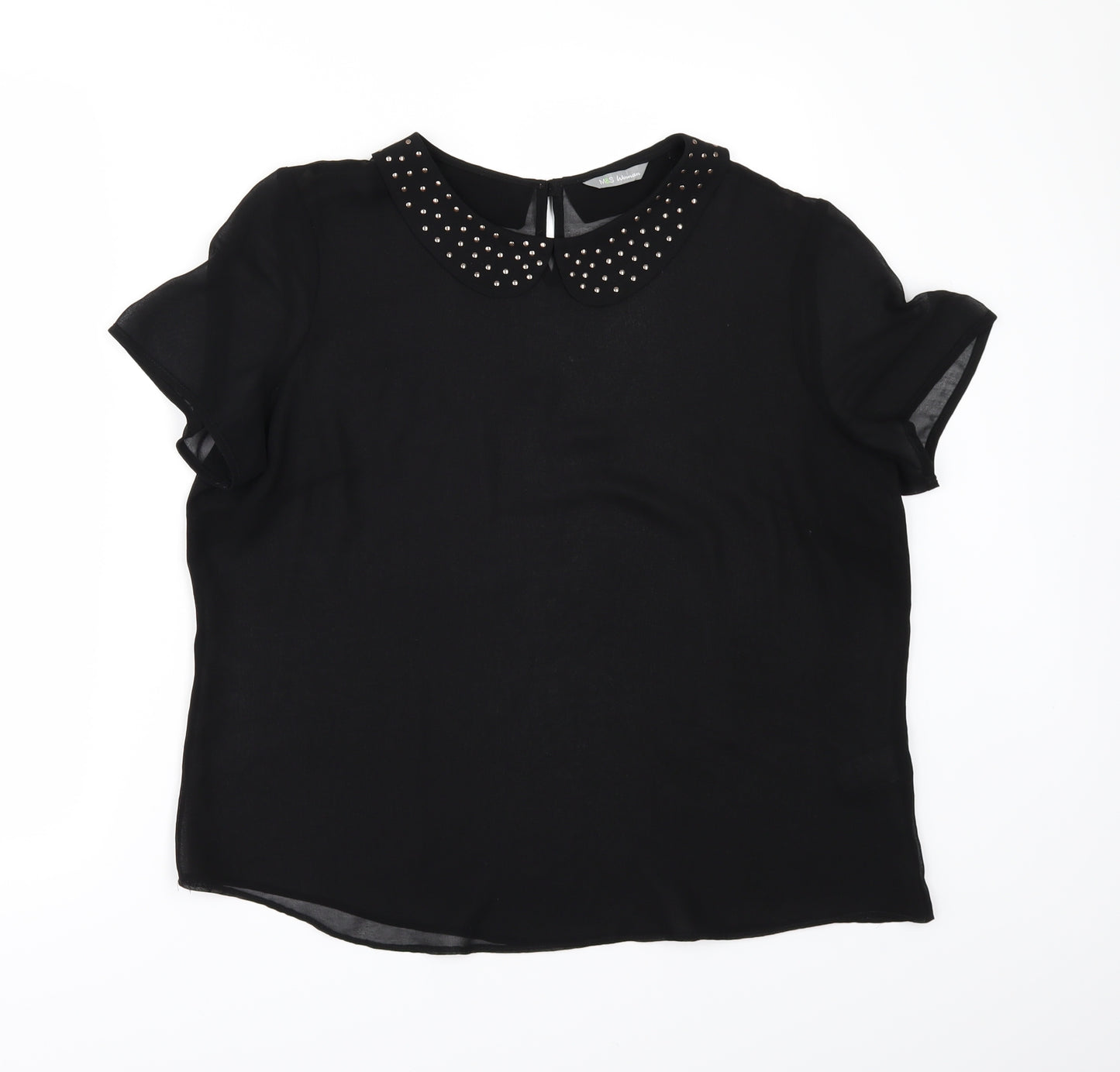 Marks and Spencer Womens Black  Chiffon Tunic Blouse Size 16