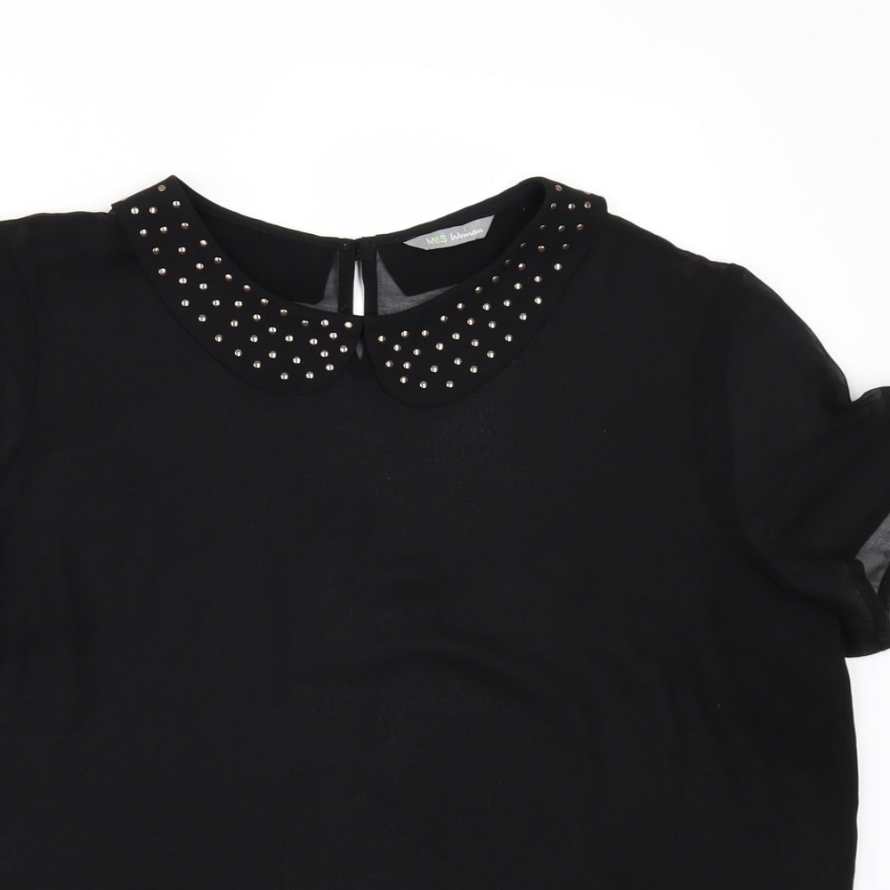 Marks and Spencer Womens Black  Chiffon Tunic Blouse Size 16