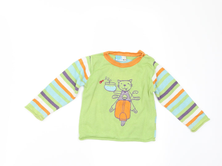 MOIS Baby Green Striped Pullover Jumper Size 18-24 Months