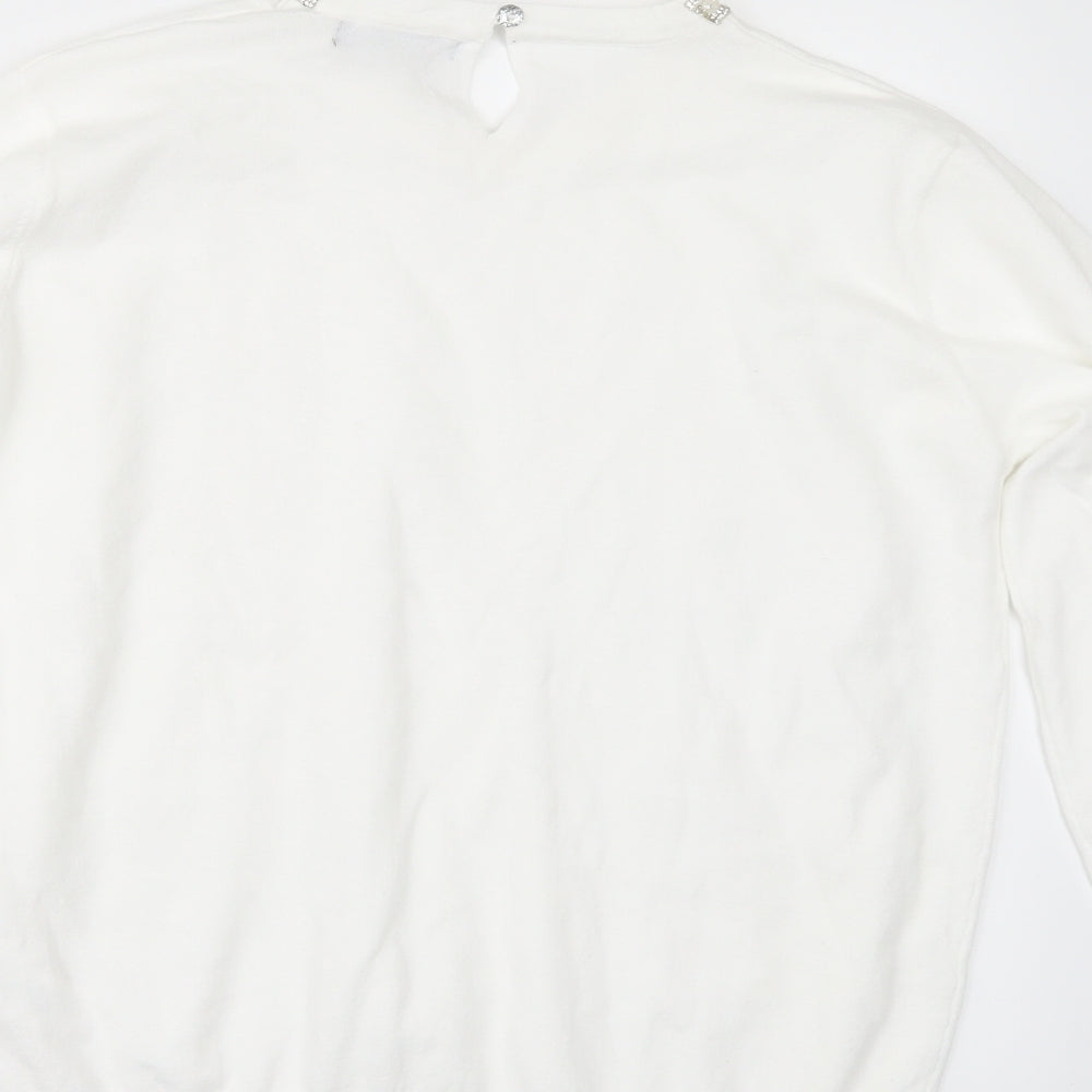 Primark Womens White   Pullover Jumper Size L
