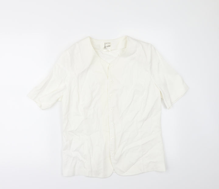 Frankenwalder Womens Ivory   Tunic Button-Up Size 10