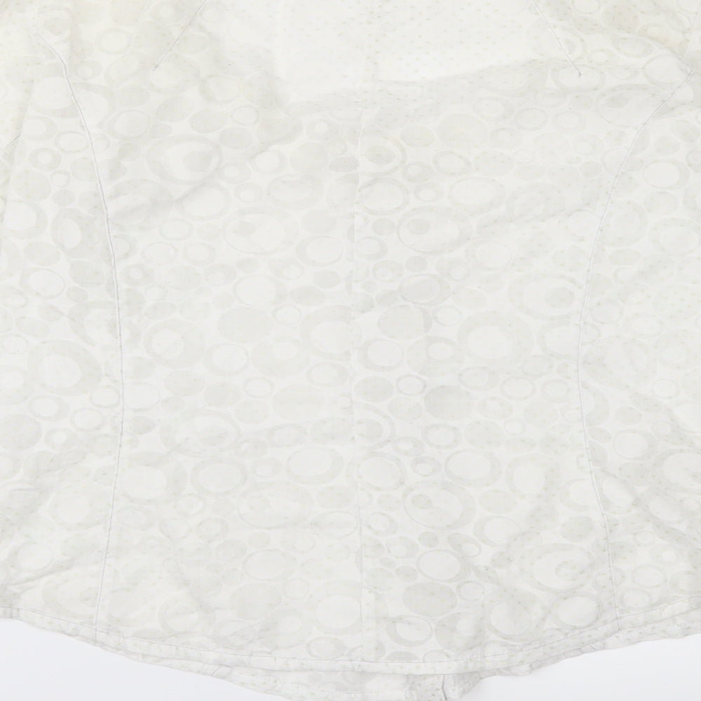 Aventures des toiles Womens White Geometric  Kimono Button-Up Size 10  - FLARED CUFFS