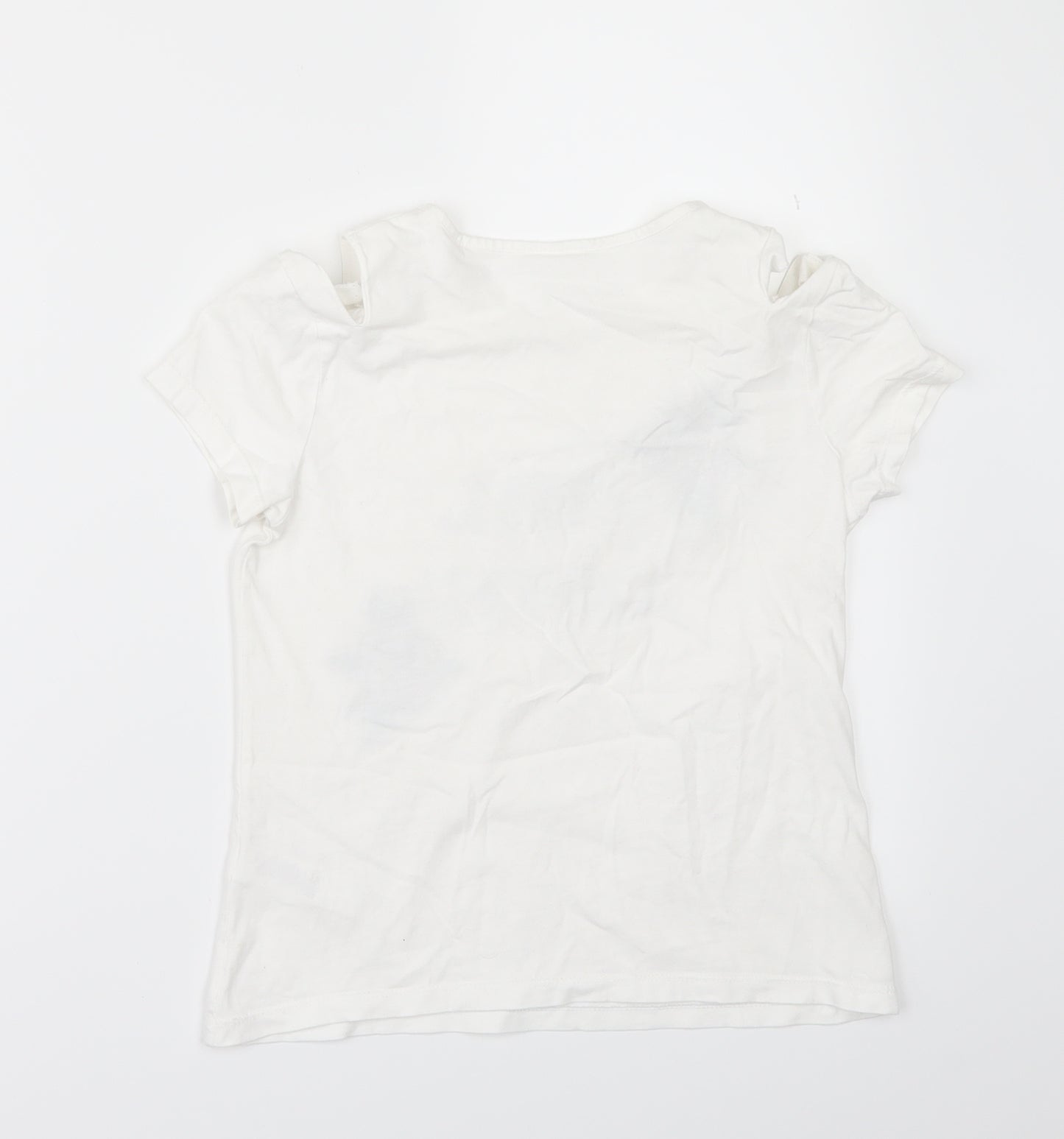 F&F Girls White   Basic T-Shirt Size 9-10 Years  - cold shoulder